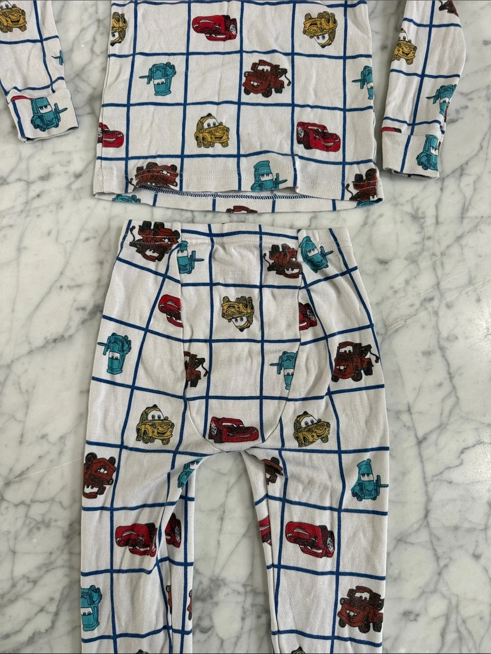 Kids Disney Cars Sz 3T Grid Print Pajama Set Gap Organic Cotton
